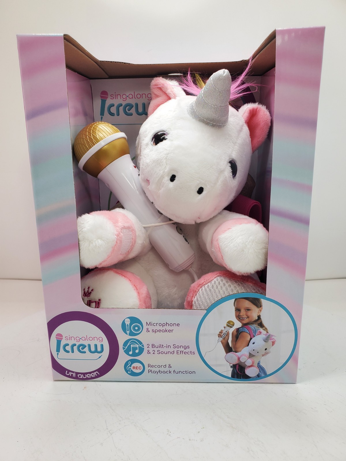 Portable Karaoke Machine for Kids, Plush Toy Backpack with Microphone