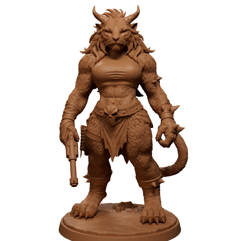 Dungeons & Dragons Playable Character - Female Tabaxi, Tigerfolk - Gunslinger