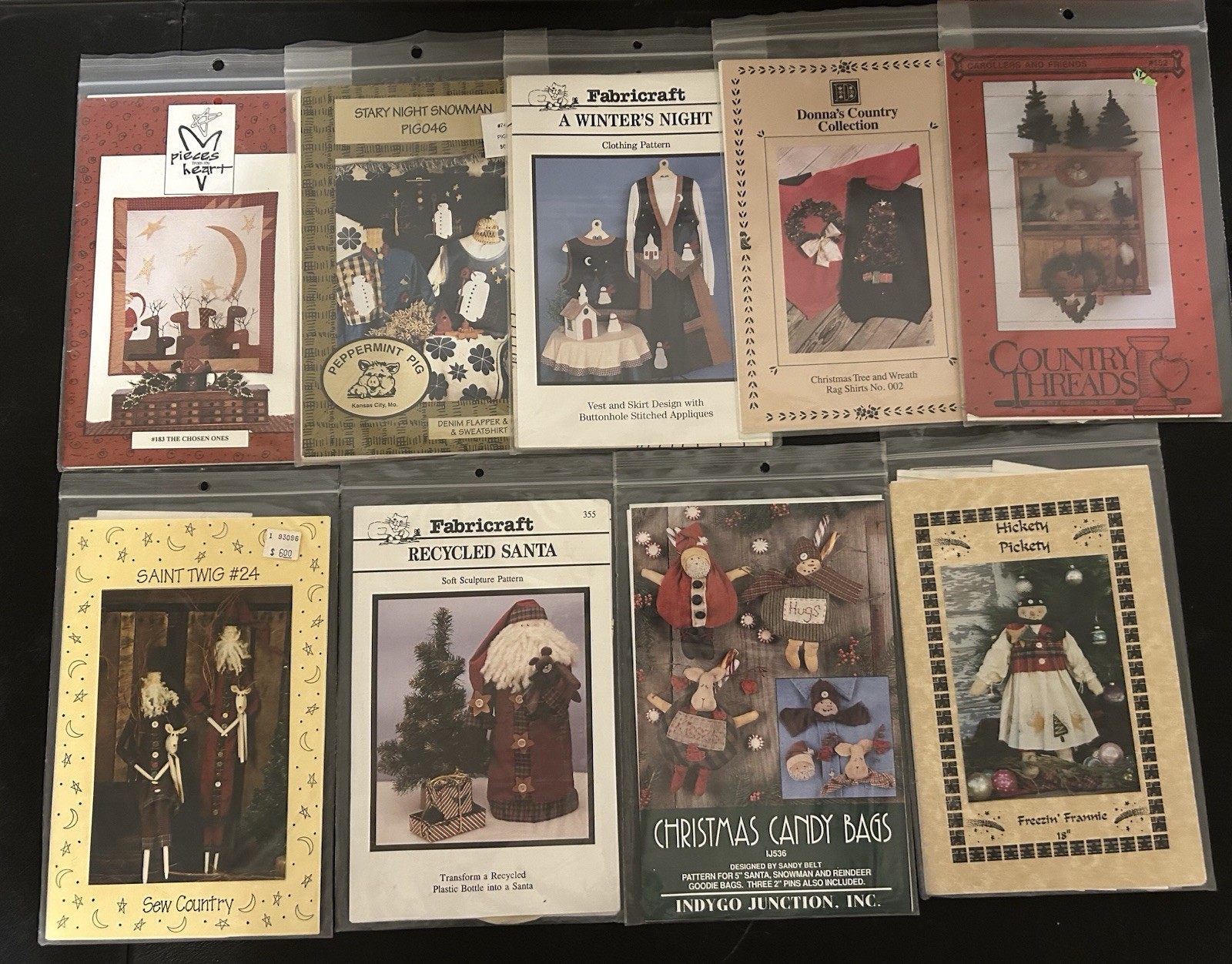 Lot of 9 Christmas Quilting -  Quilt Patterns Snowmen Santa & More