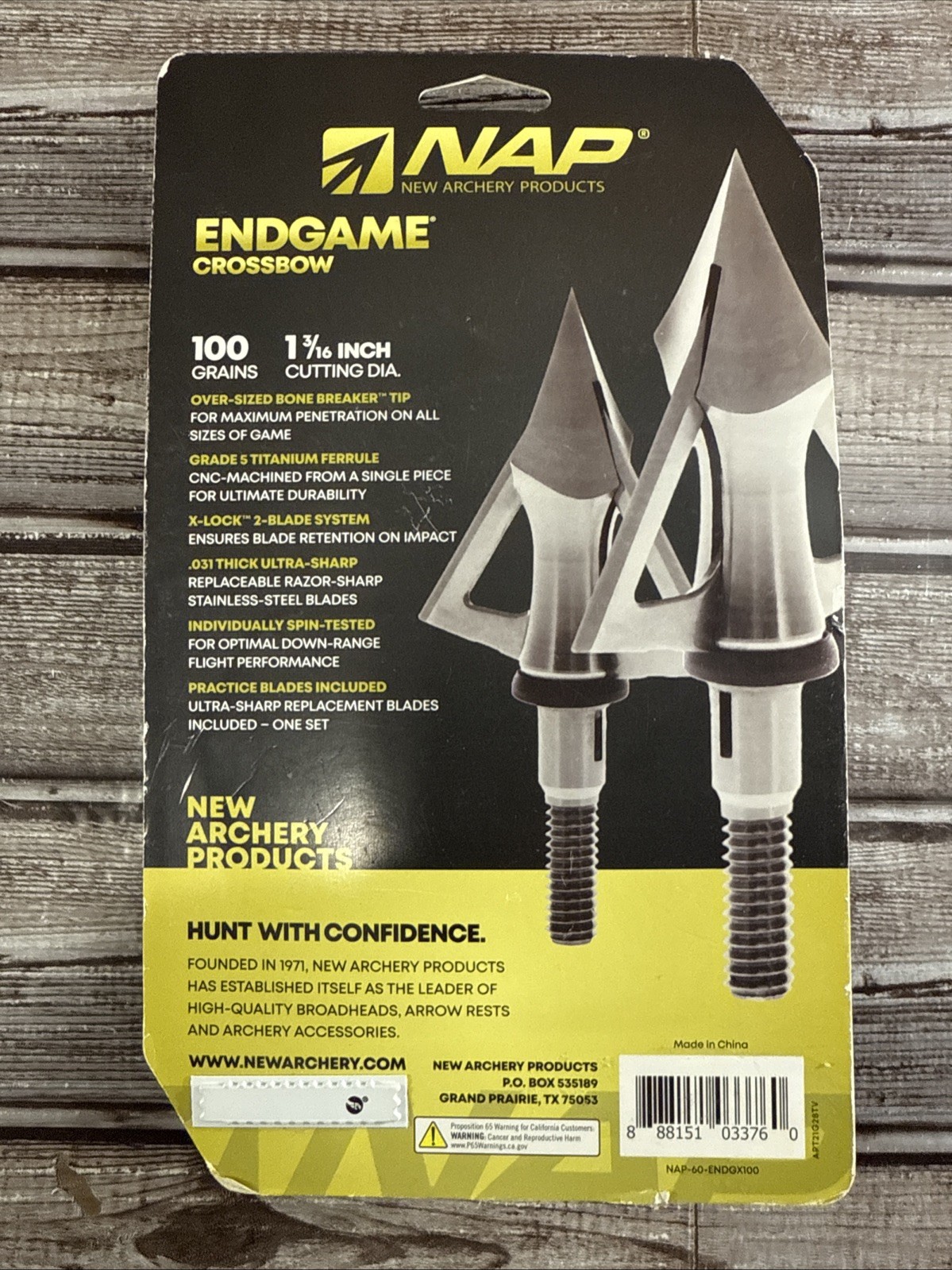 Endgame 100 Grain for Crossbow Broadhead, 3 Pack New