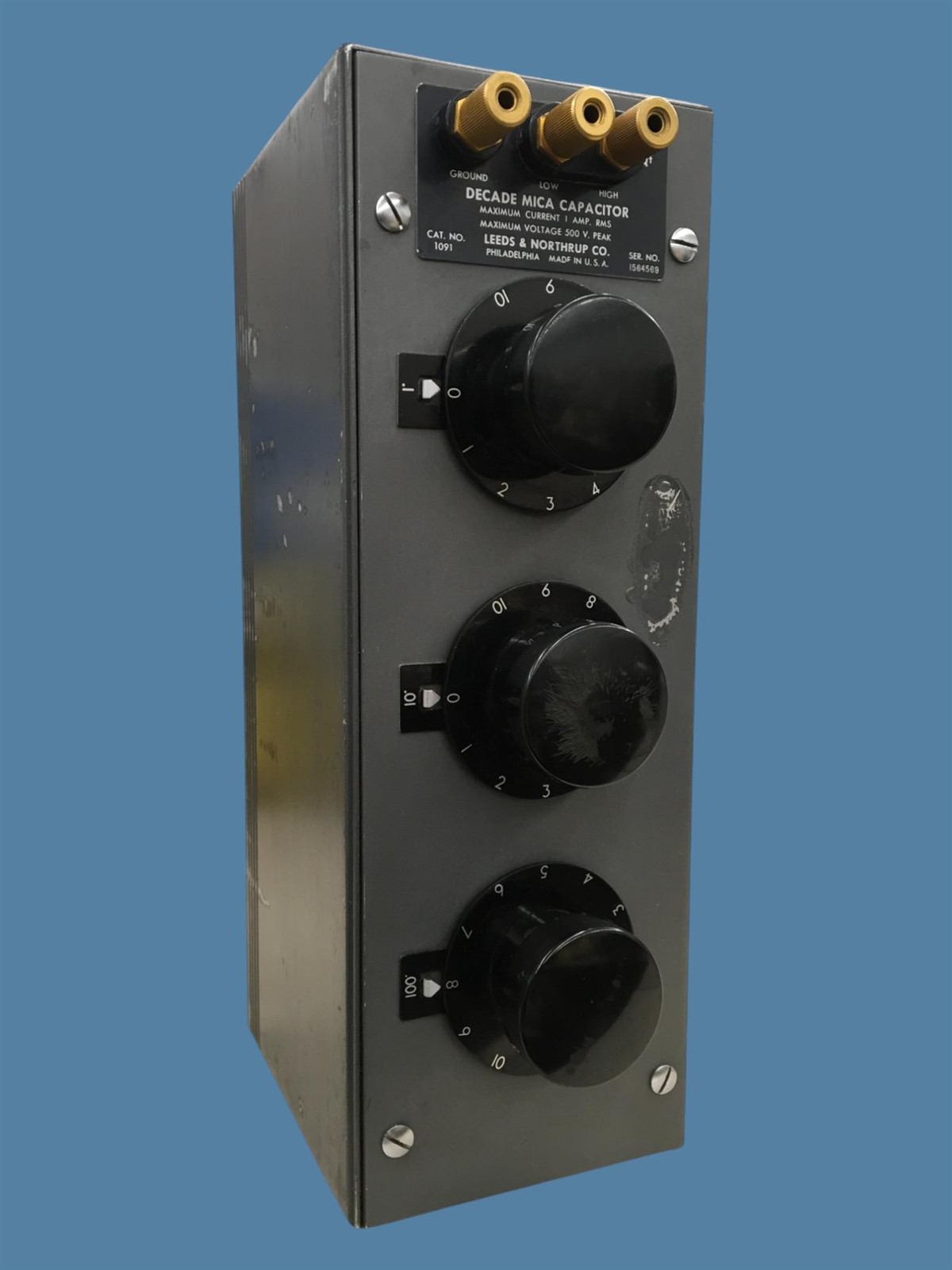 Leeds & Northrup Cat. No. 1091 Decade Mica Capacitor (1 Amp RMS, 500V Peak)