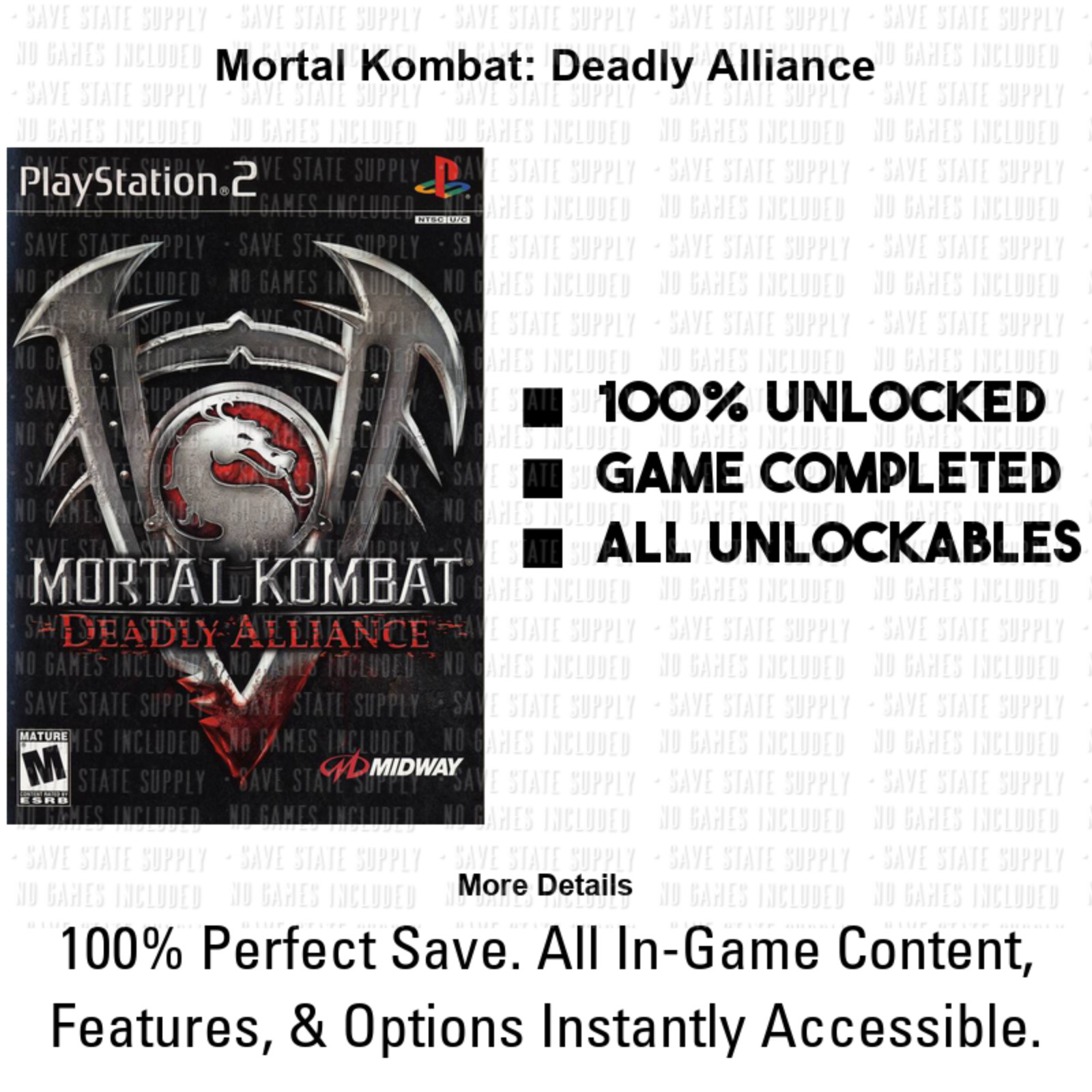 Mortal Kombat DC Alliance Monks Armageddon Deception PS2 PS3 Memory Card USB