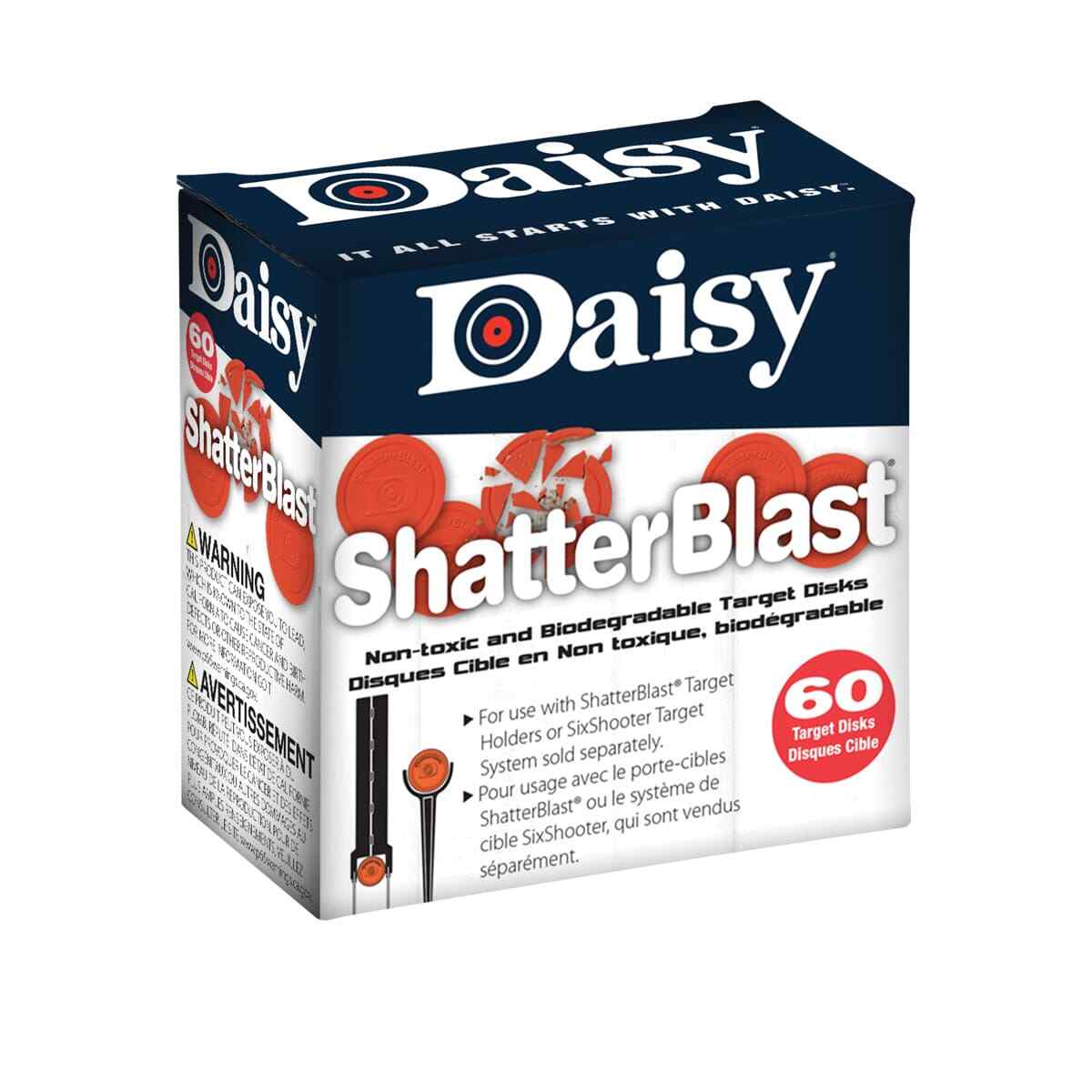 Daisy ShatterBlast Clay Targets, 60-Count, for airguns and bb guns