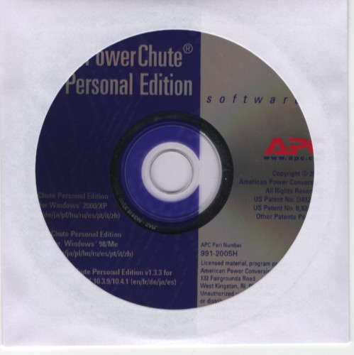 APC PowerChute Personal Edition for Windows 98 ME XP Mac Install CD-ROM (2005)
