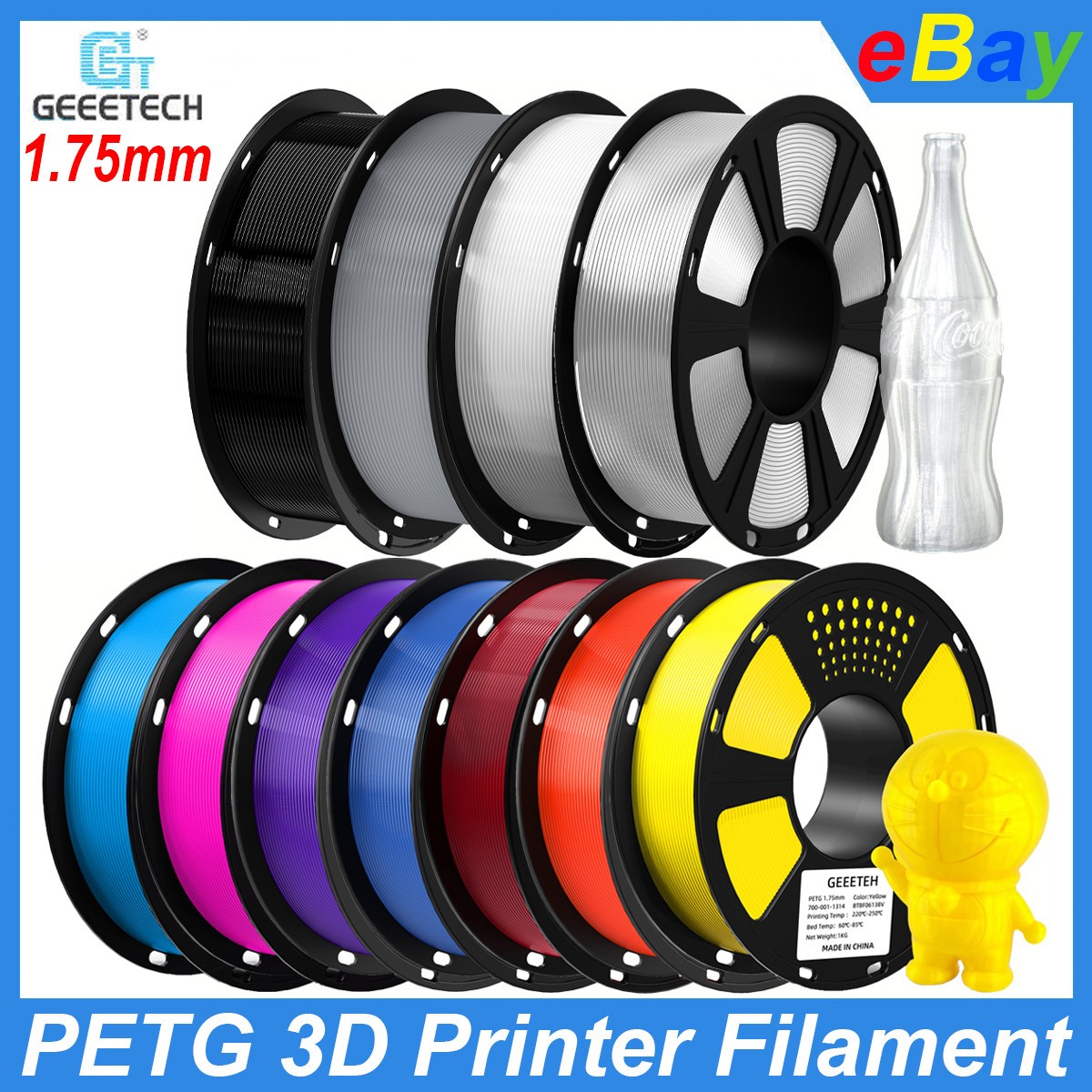 Geeetech PETG 3D Printer Filament 1.75mm 1kg Stiff & Durable Strength Filament
