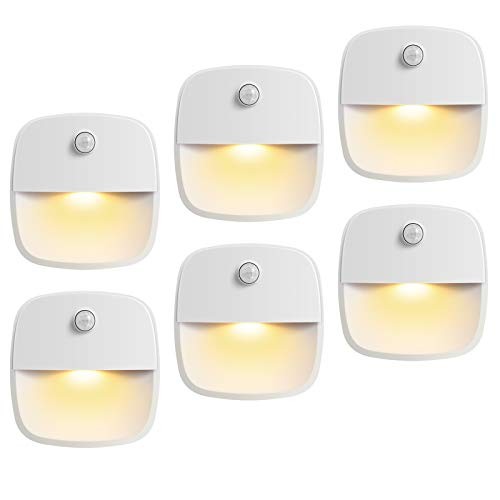 Motion Sensor Light Indoor, Upgraded Battery-Powered LED Night 6 Warm White