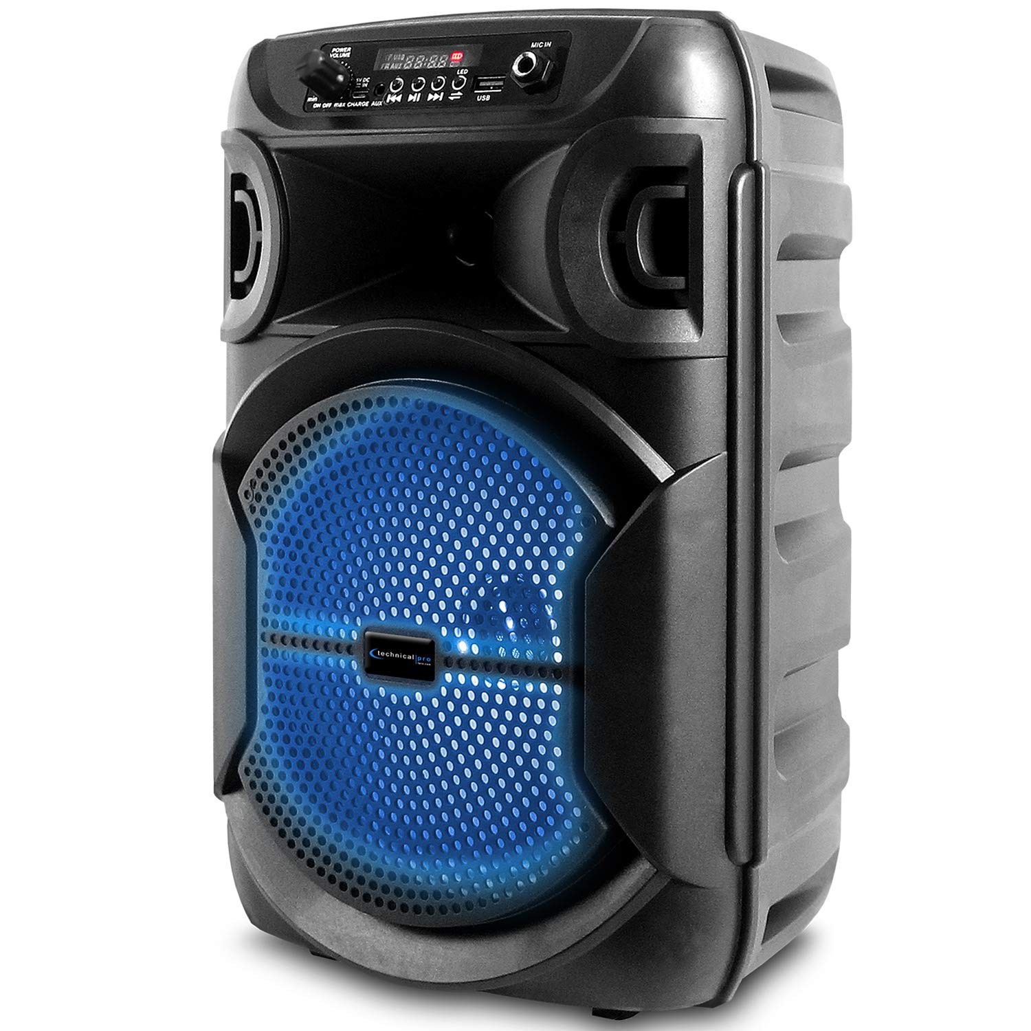 Technical Pro 8 Inch Portable 800 watts Bluetooth 8 inch(pack of 1), Black