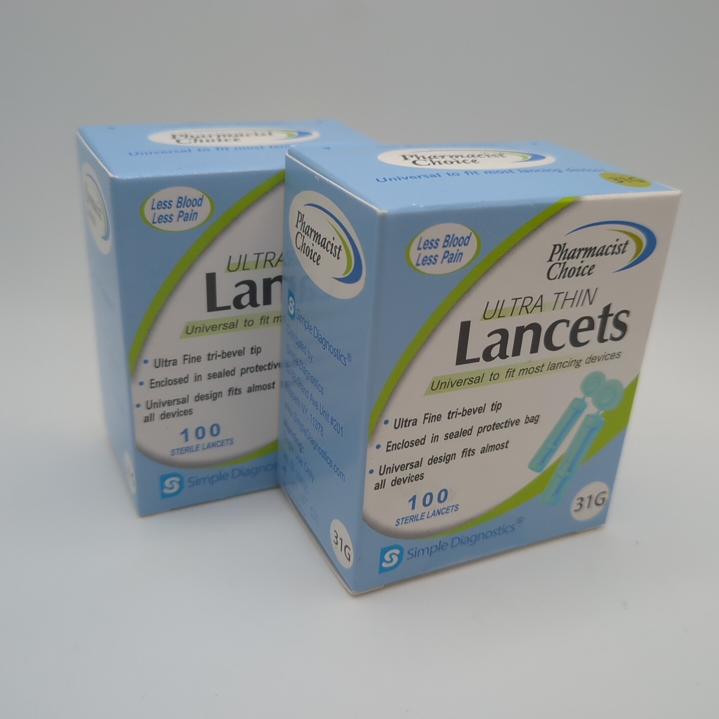 Ultra Thin Lancets (2 Boxes Of 100 Each, 31G, Pharmacist Choice, EXP 08/2027)