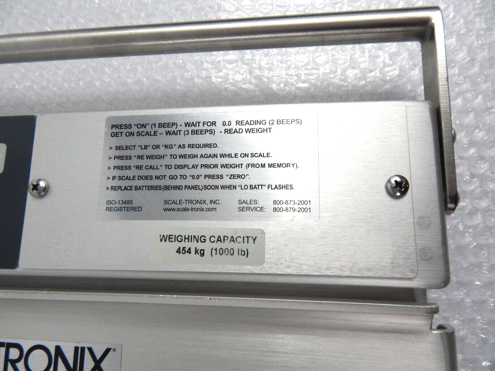 SCALE-TRONIX 180- 1000LB CAPACITY SCALE