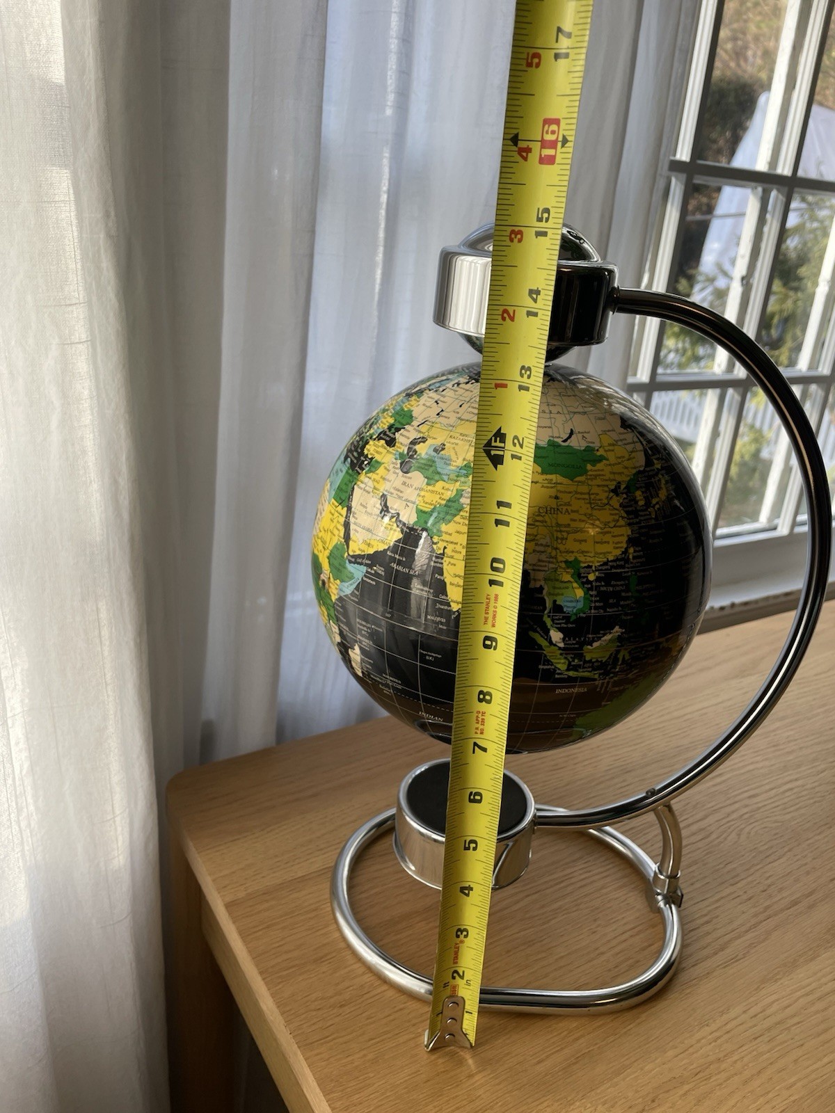 Levitating Floating Magnetic Globe Black Chrome World Spinning MCM
