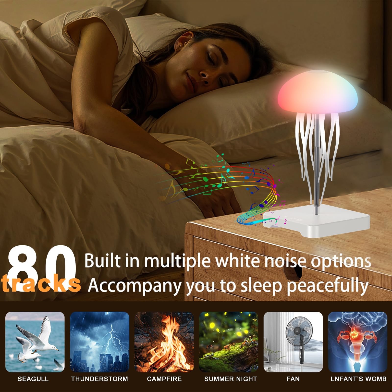 Camdii Jellyfish Lamp Wave Projector White Noise