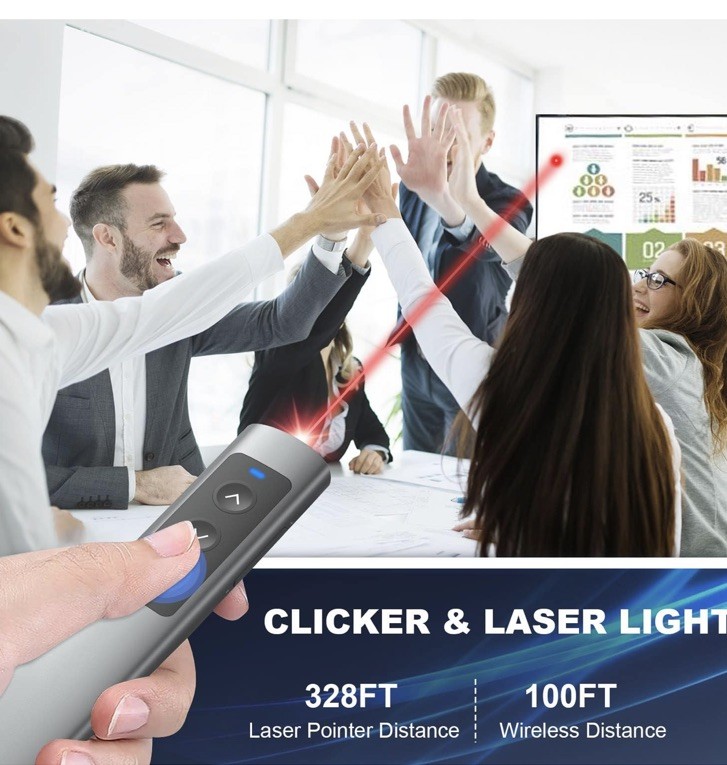 Wireless Presenter Remote Clicker for PowerPoint Keynote Mac PC Laptop USB-C Red