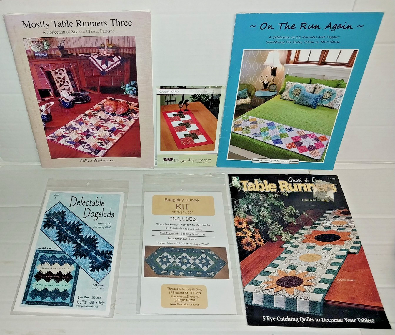 Lot 6 quilted Table Runner books & patterns sew quilt tablerunners placemats ++