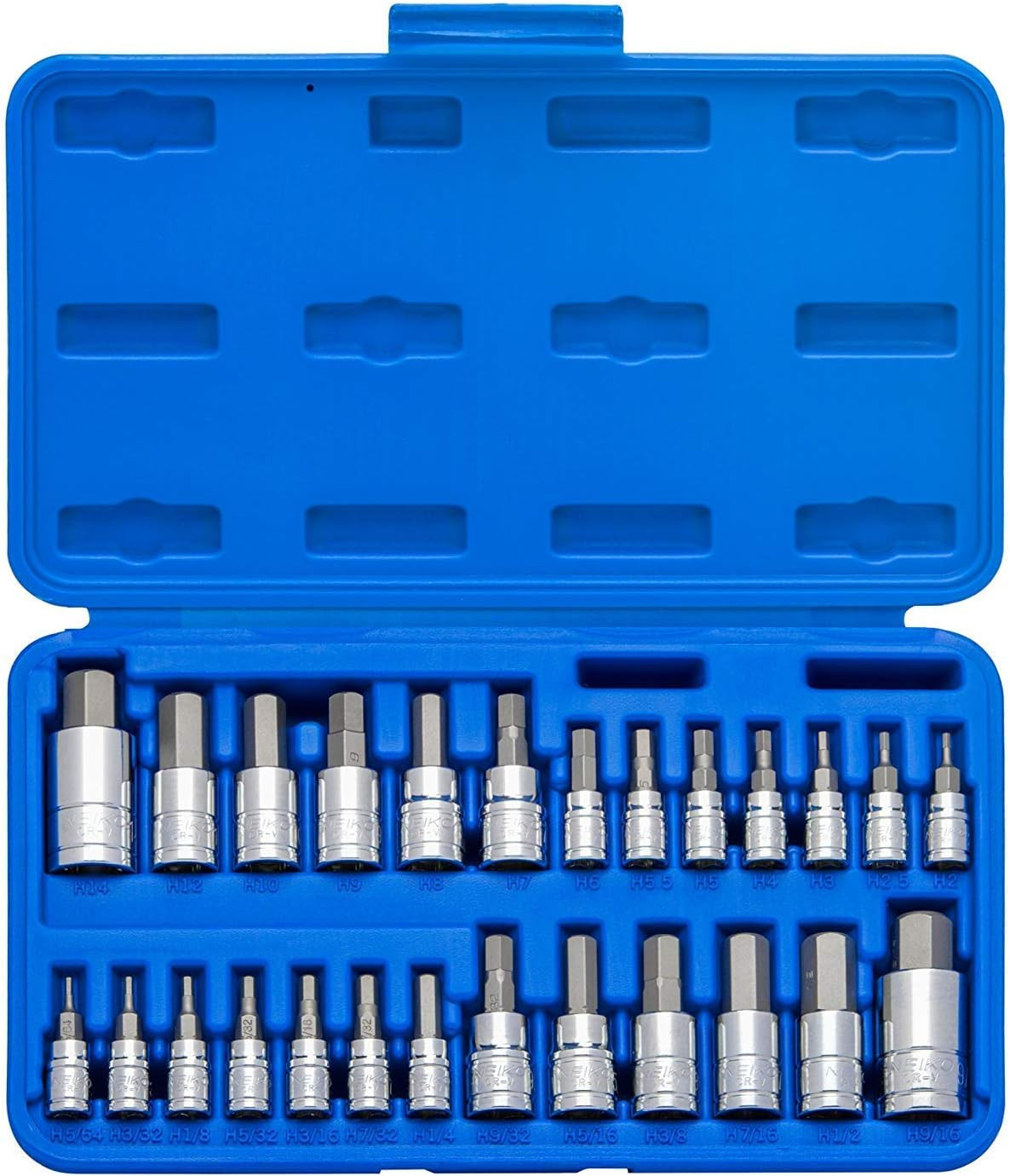01144A Tamper-Proof Hex Bit Socket Set, 26 Pieces | SAE (5/64-9/16”) and Metric