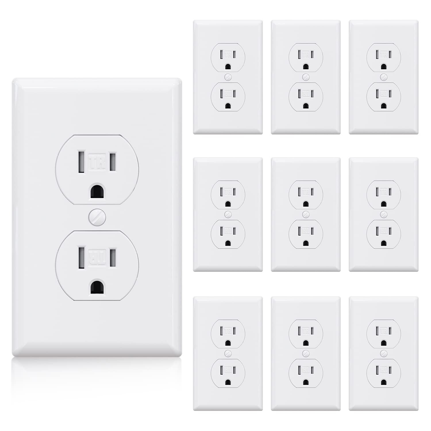 ELEGRP Tamper-Resistant Duplex Receptacle, 15A 125V Standard Electrical Duple...