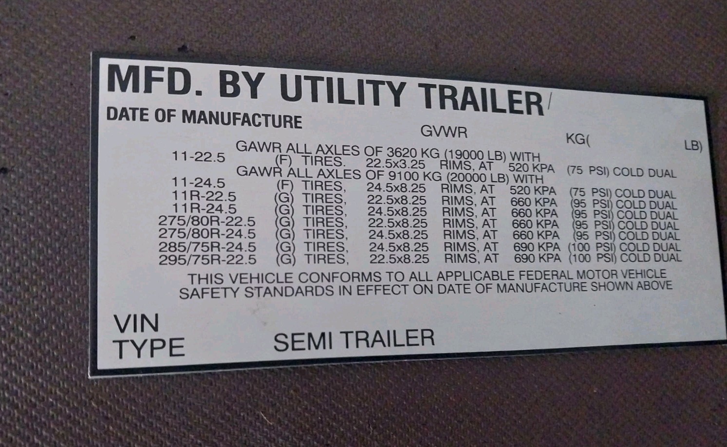 Aluminum Data Plate May Fit For Utility Trailer Data Plate Engraved
