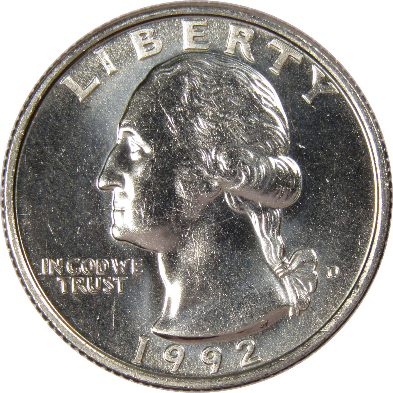 1992 D Washington Quarter Clad Uncirculated Mint State 25c Coin