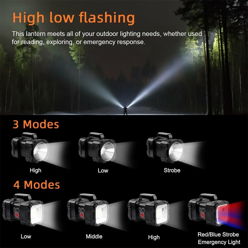 Super Bright LED Searchlight Rechargeable Handheld Spotlight Flashlight Portable