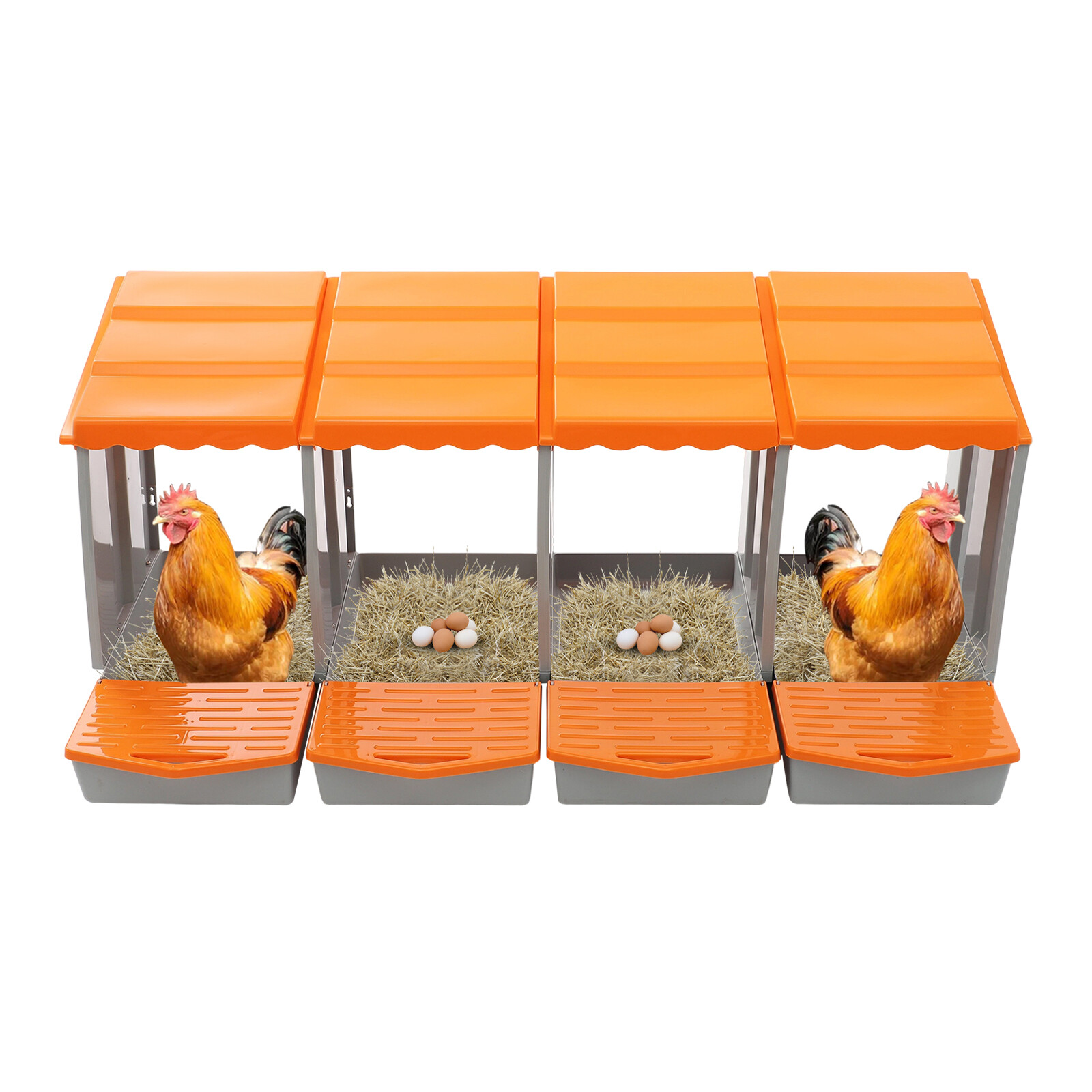Modern 4-Compartment Chicken Nesting Box Freestanding Orange Chicken Nesting Box
