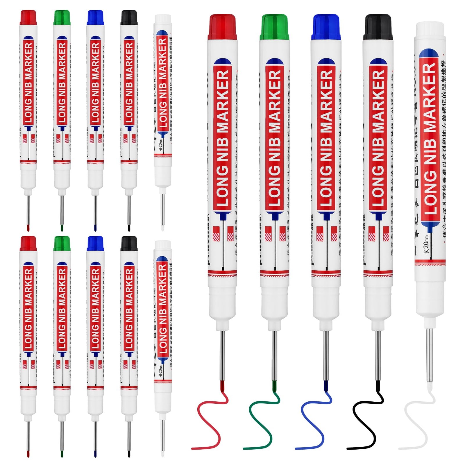 Deep Hole Marker Pens 15 PCS 20mm Long Nib Long Nose Marker