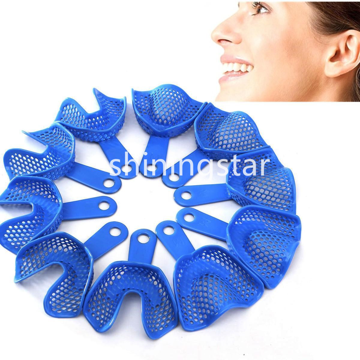 10 Pcs Autoclavable Dental Plastic-Steel Impression Tray Middle Size Upper/Lower