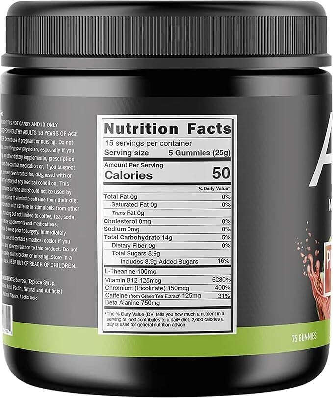 AXO nutrition pre-workout gummies, watermelon flavored, exp 2/26