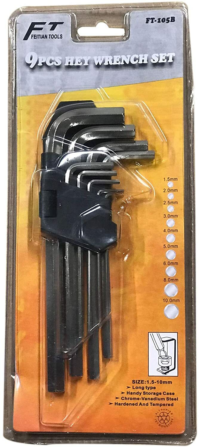 9 Piece Offset Extra Long Reach Tamperproof Solid End Torx Torque Star Key Set