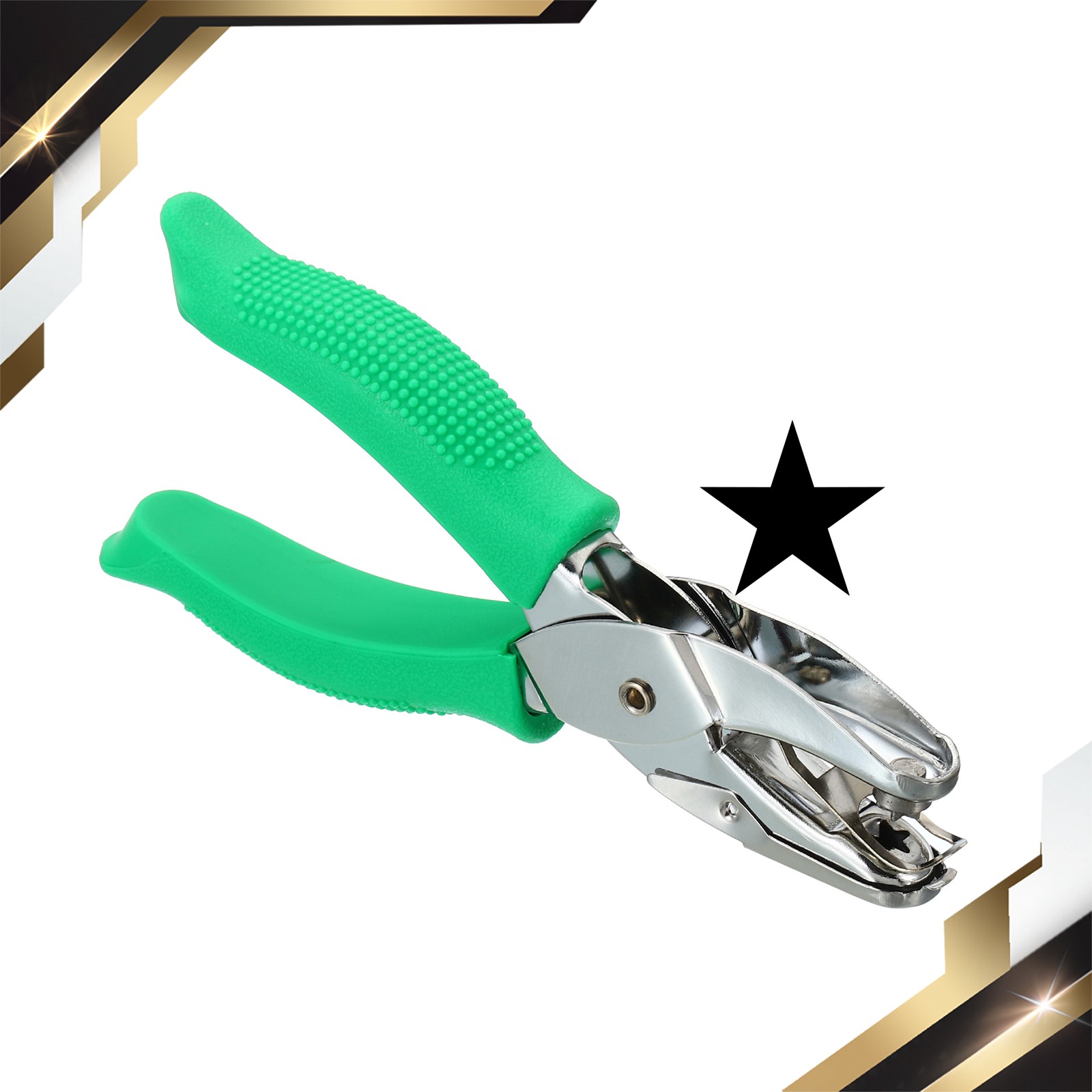 1/4" Star Single Hole Punch Handheld Hole Puncher Grip Green