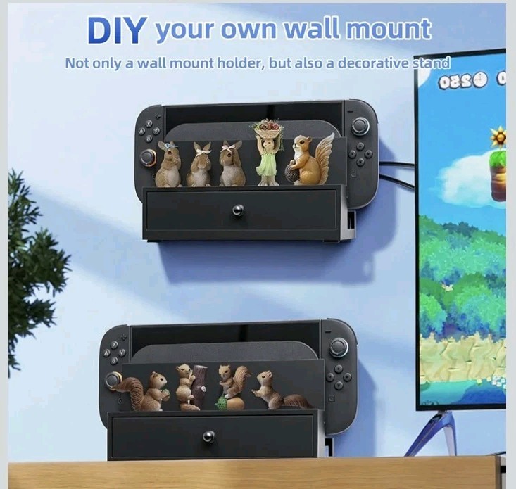Lodaxu Wooden Wall Mount for Nintendo Switch 2/Switch/OLED & Dock
