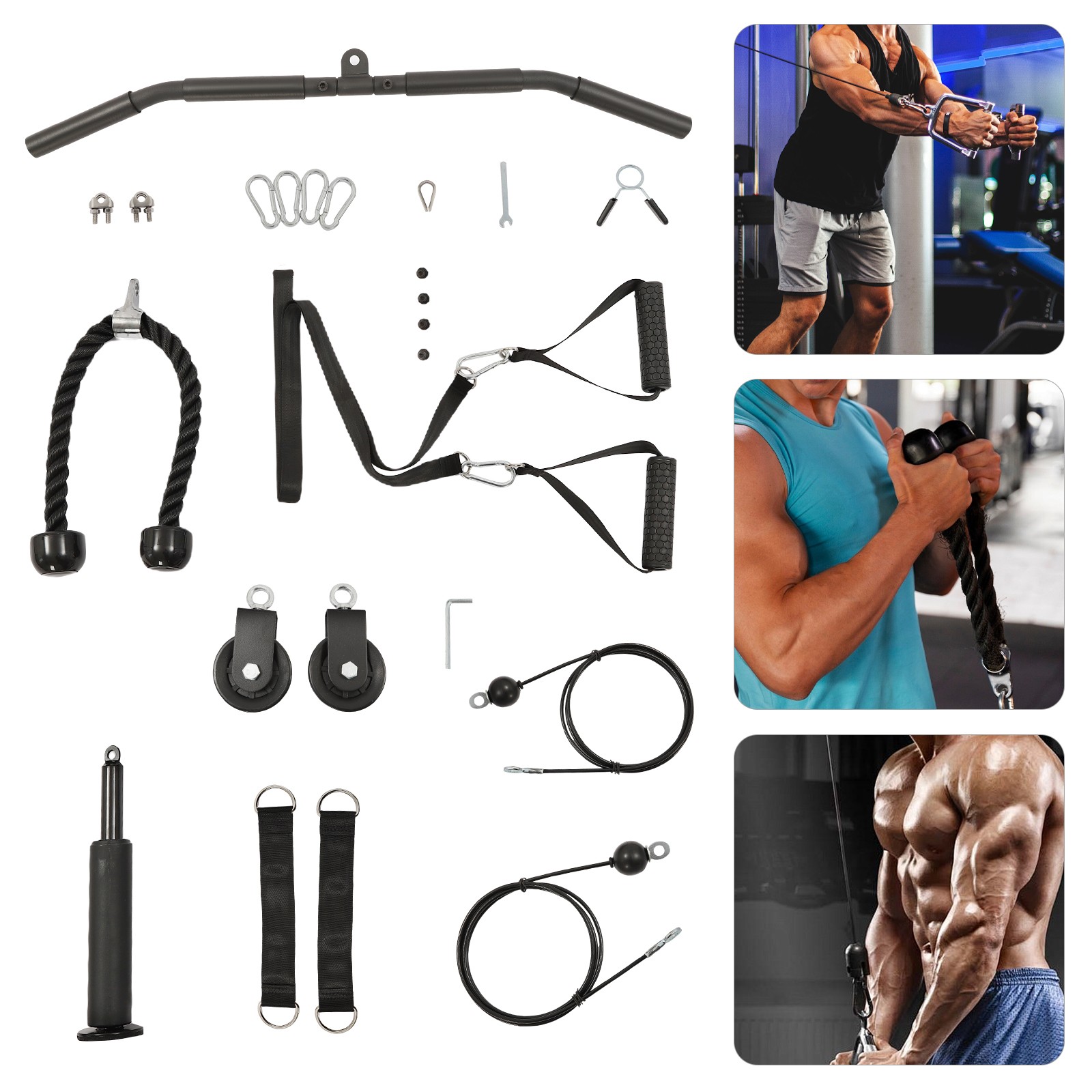 Pull Down Machine Attachments Fitness Cable LAT Pulley System Workout Equipment