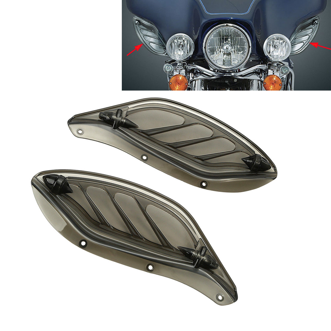 Smoke Fairing Adjustable Side Wings Air Deflector For Harley Electra Glide 96-13