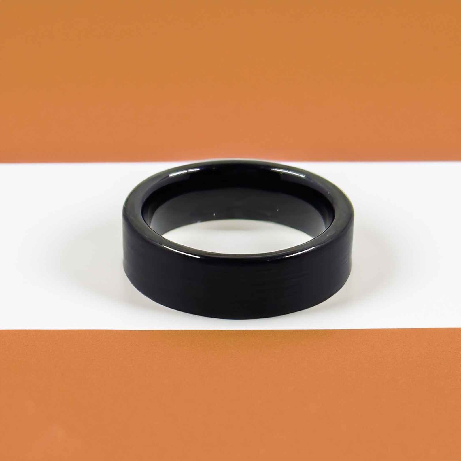 Black Tungsten Ring - Flat Edge - 6mm or 8mm