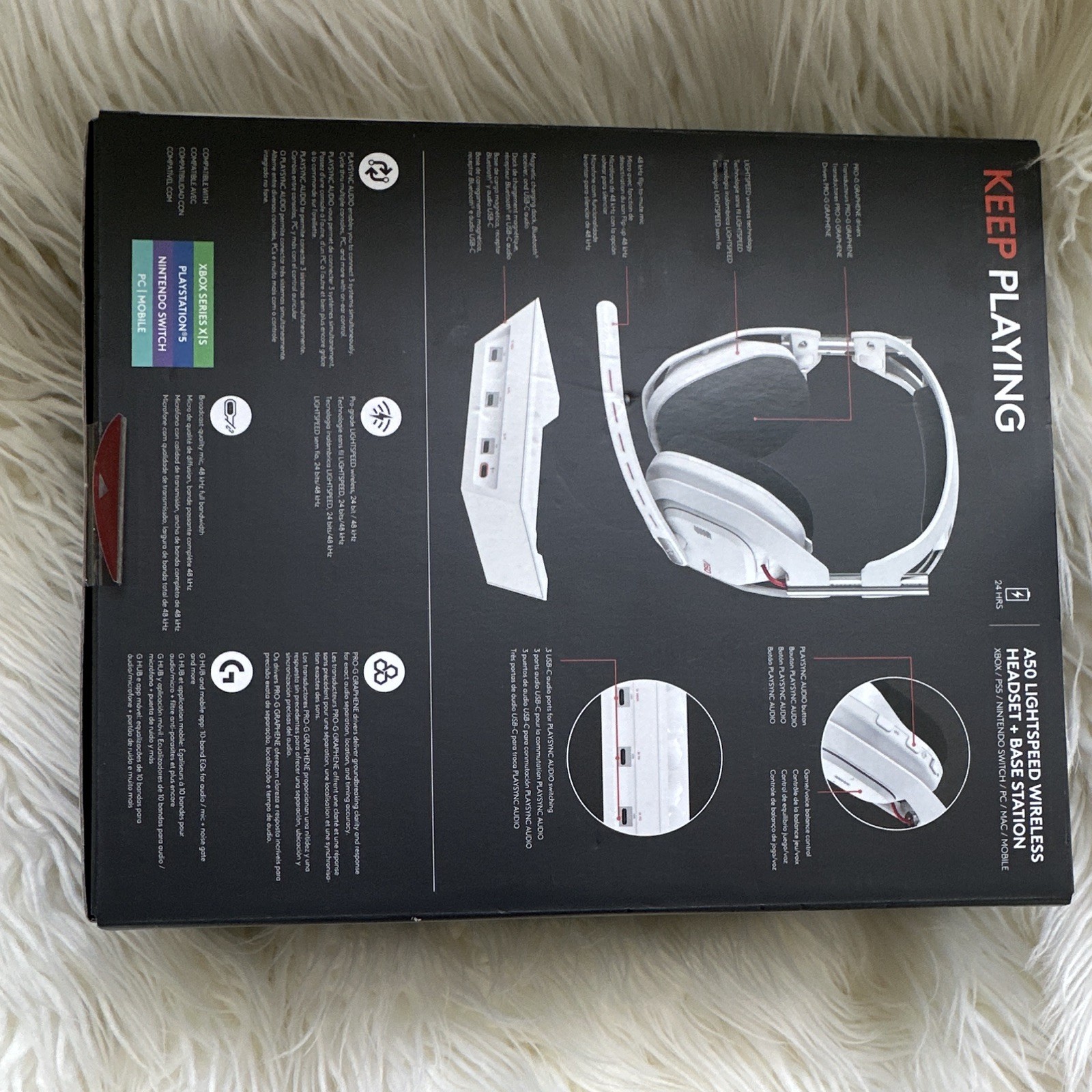 Astro A50 LIGHTSPEED Bluetooth Wireless Over-Ear Headset + Base Station White