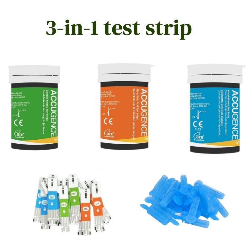 Blood Test Strips Ketone Glucose & Uric Acid 5-Second Home Monitoring