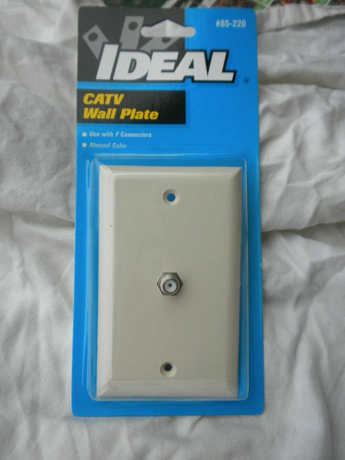 Ideal CATV Coax Wall Plate  85-220–Almond | F Connector Cable Mount  Satellite
