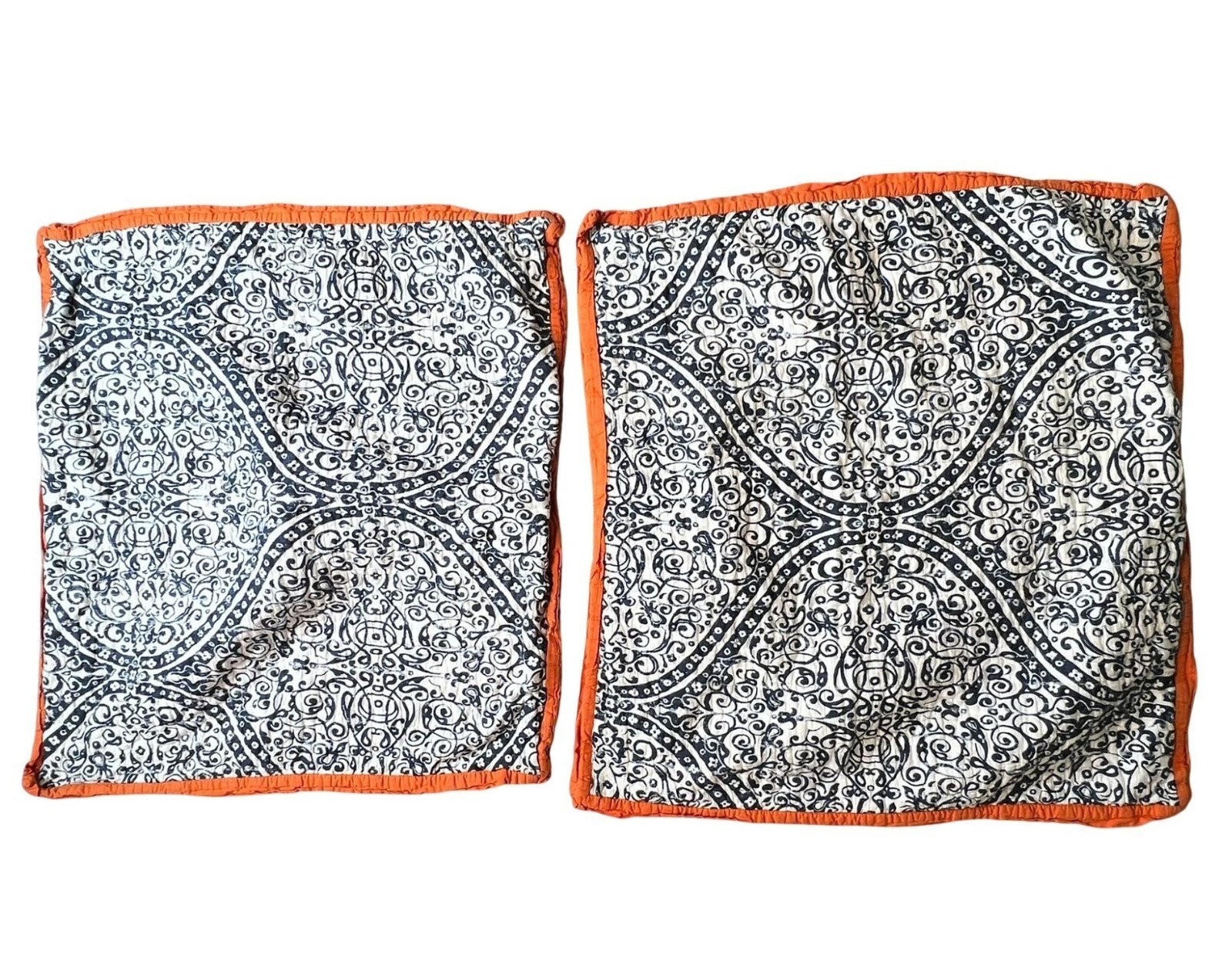 Lot Of 2 Pottery Barn Clarissa Printed Euro Shams Set 26inX26in Cotton Quilted