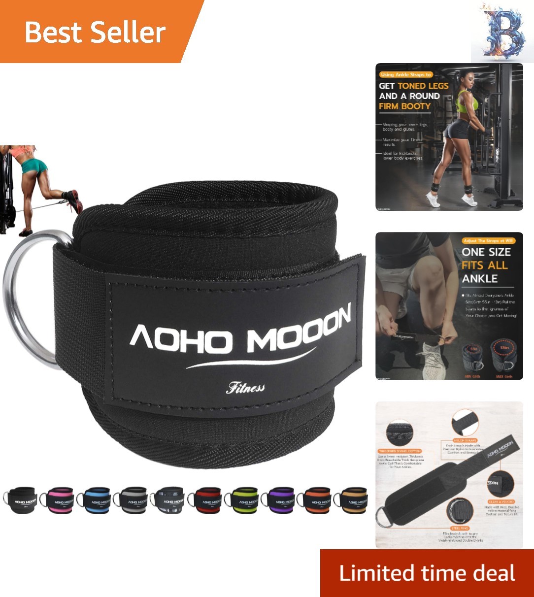 Lightweight Ankle Straps for Cable Machines: Adjustable Neoprene Leg Cuffs
