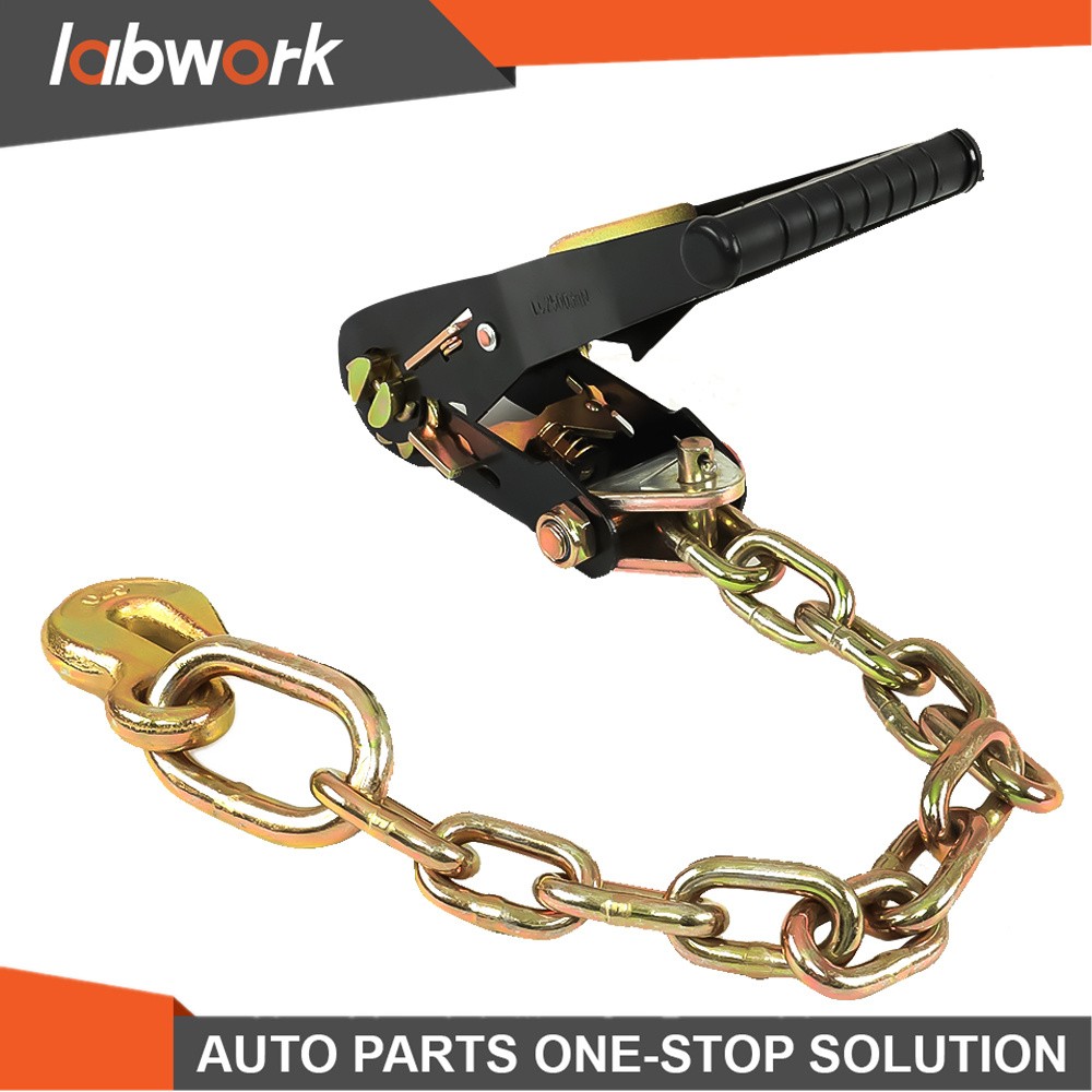 Labwork Car Tie Down with Chain Anchors 4 Pack 2 Inch x 96 Inch Silver