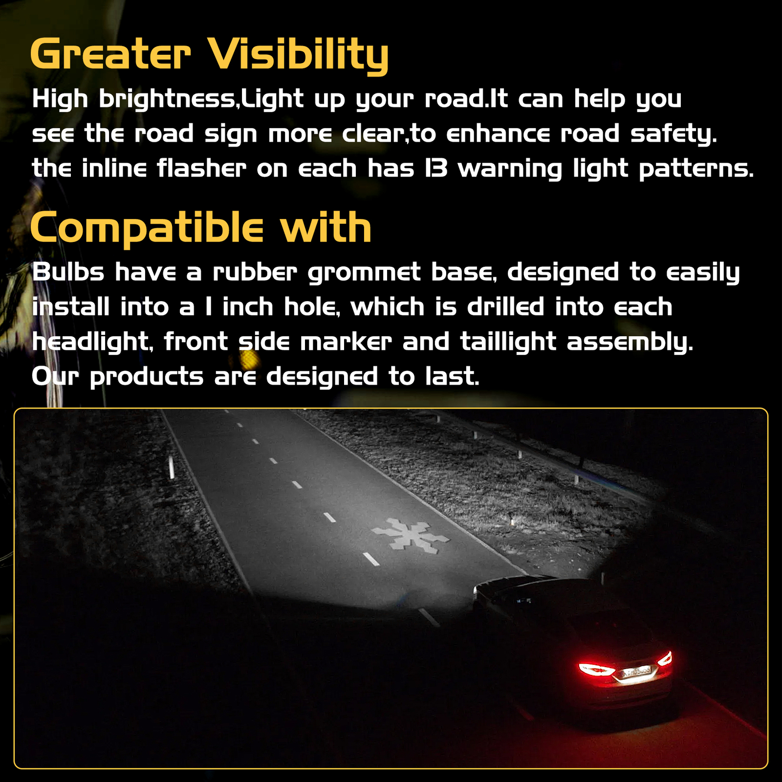 8 HID Bulbs Hide Away Emergency Strobe Light Headlight Kit Warning System WHITE