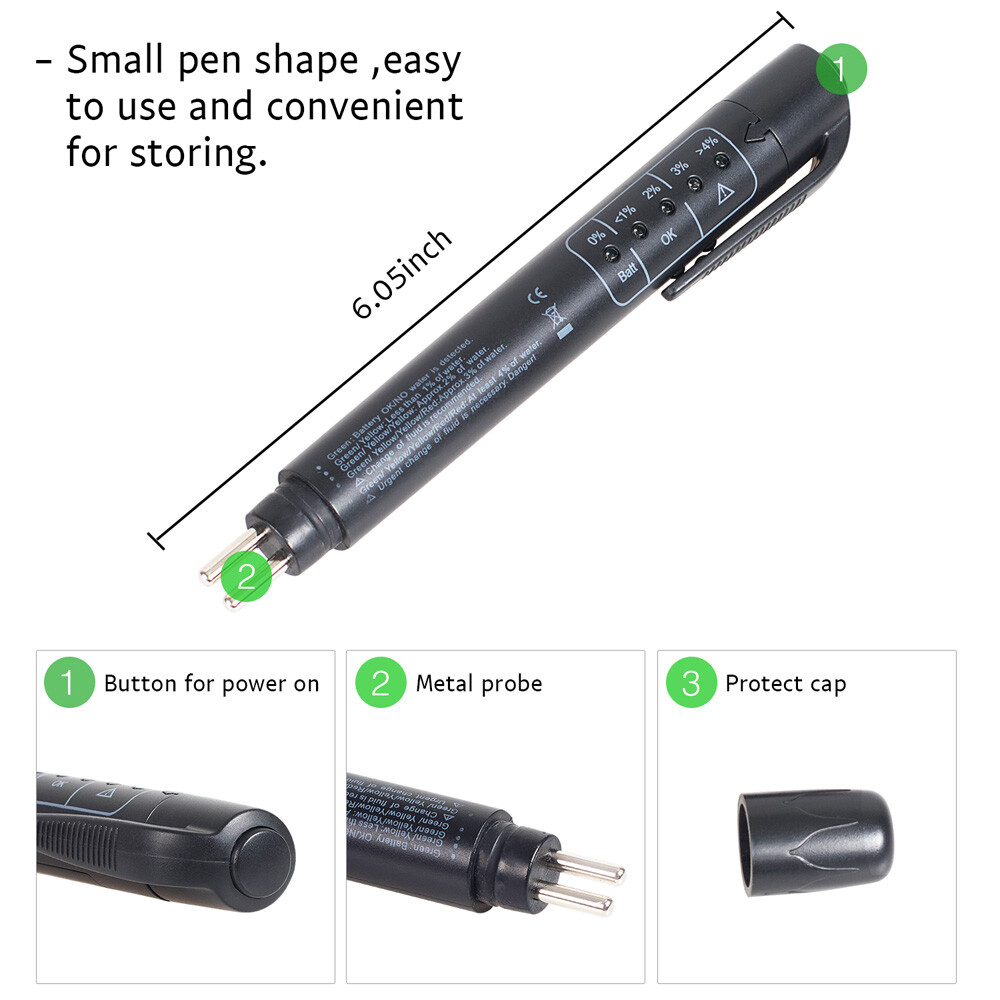 Brake Fluid Tester Pen Oil Testing Moisture Diagnostic Tool For DOT3 DOT4 DOT5
