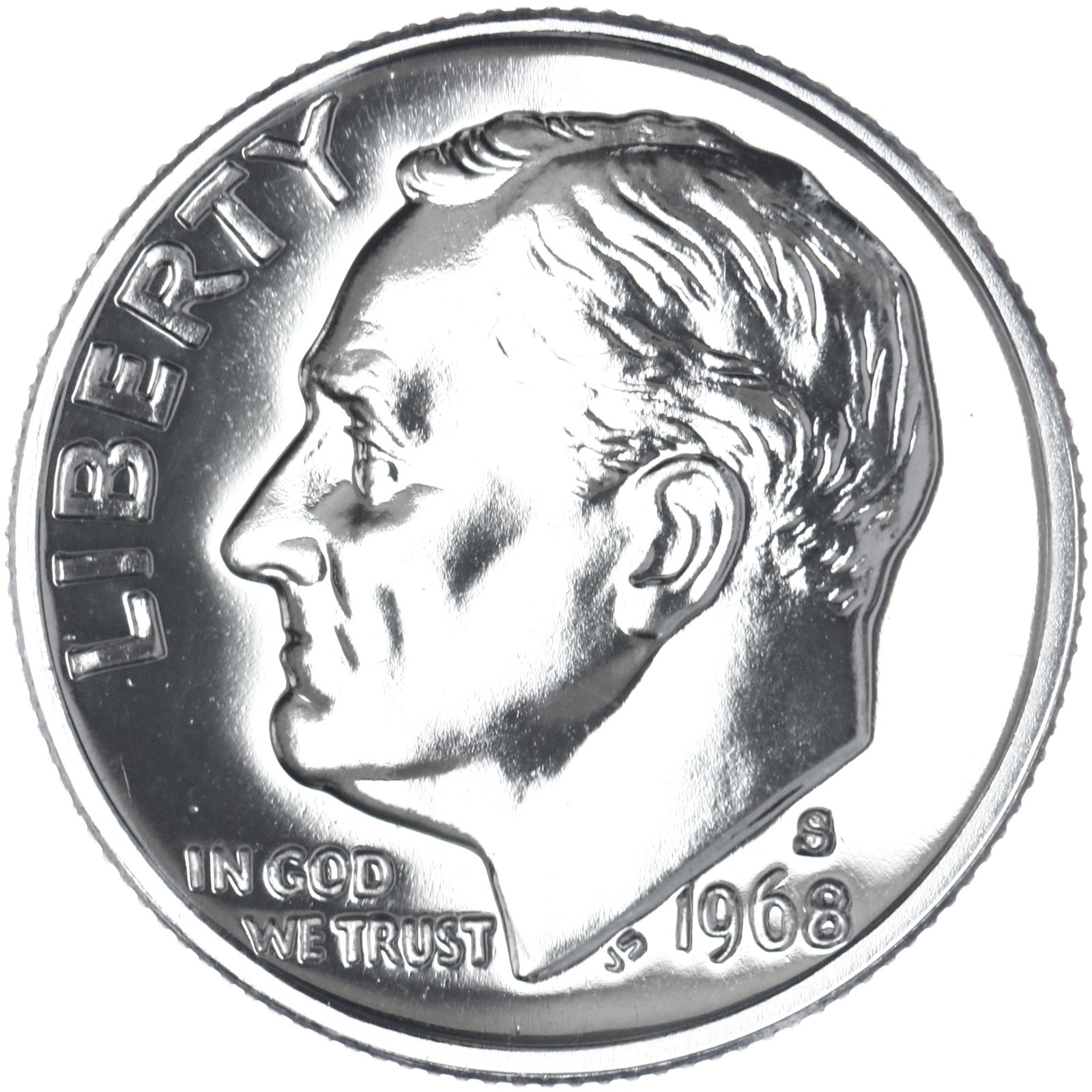 1968 S Roosevelt Dime Gem Proof CN-Clad