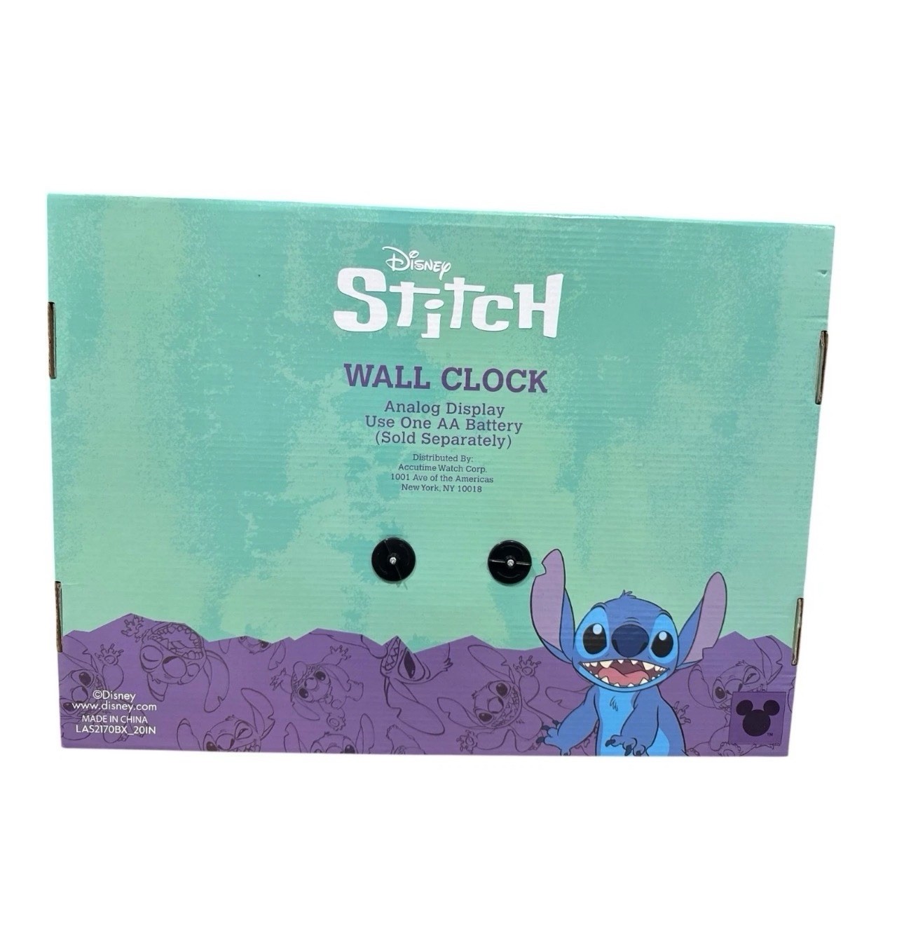 Disney Stitch Character Shaped Wall Clock With Analog Display Requires 1 AA Batt