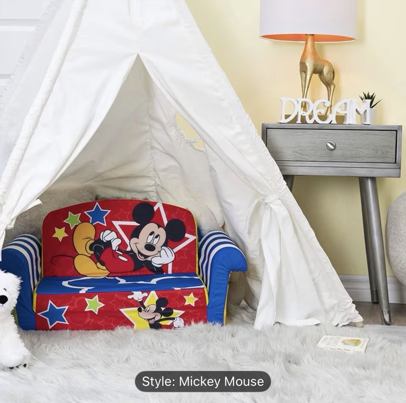 Disney Mickey Mouse Flip-Open Foam Sofa Sleeper Bed for Toddlers 29x16x15 in