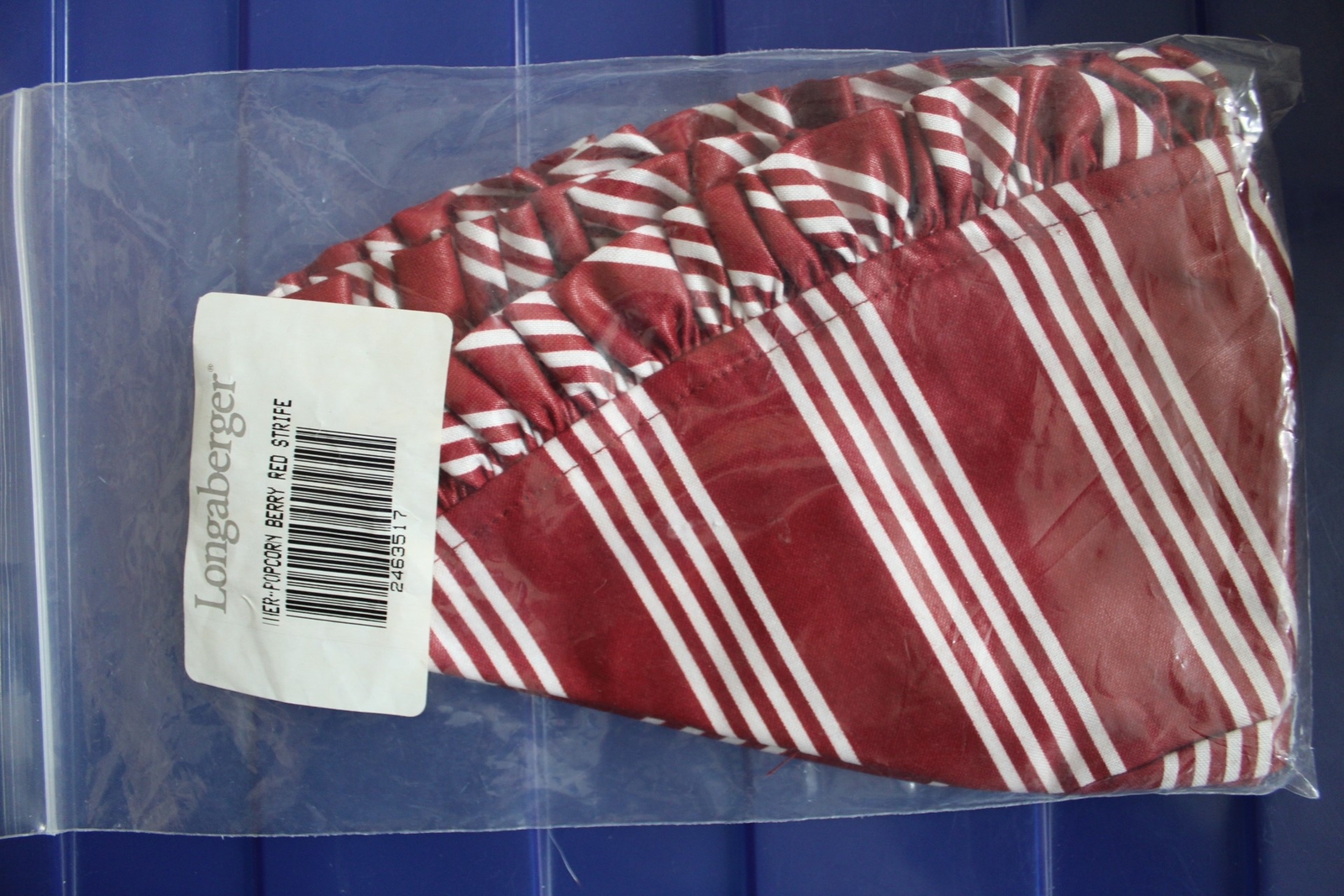 Longaberger 1999 Christmas Collection Popcorn Basket Red Stripe Liner #2463517