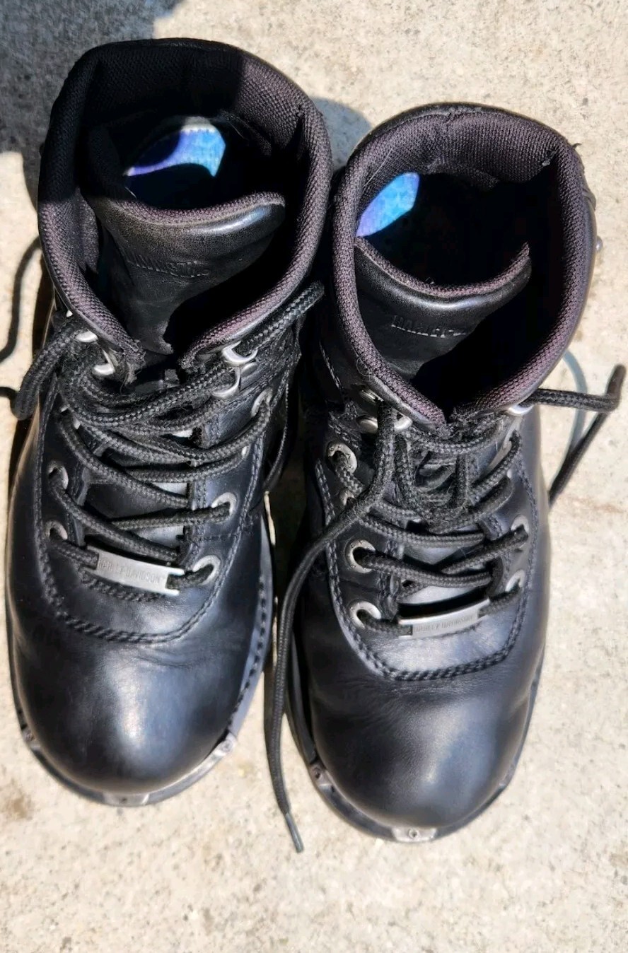Harley Davidson D87065 Black Motorcycle Leather Boots Womens Sz. 7 -1/2