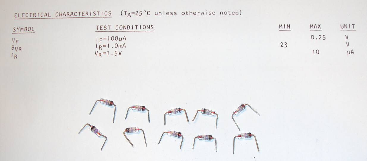 1N87 Point Contact Germanium Diode  VINTAGE 10 pieces TESTED with DATA"