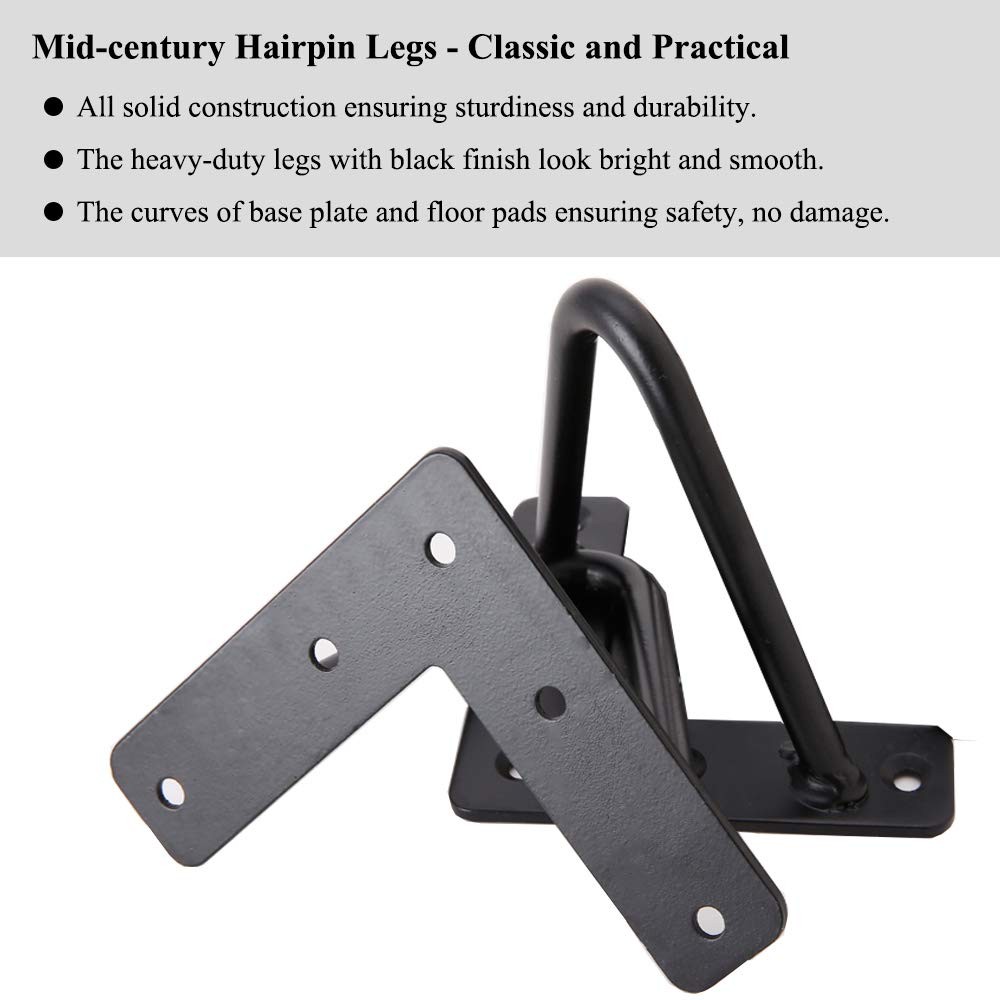2 Inch Hairpin Legs Solid Steel Furniture Table Feet 4pcs, Heavy Duty Hairpin...