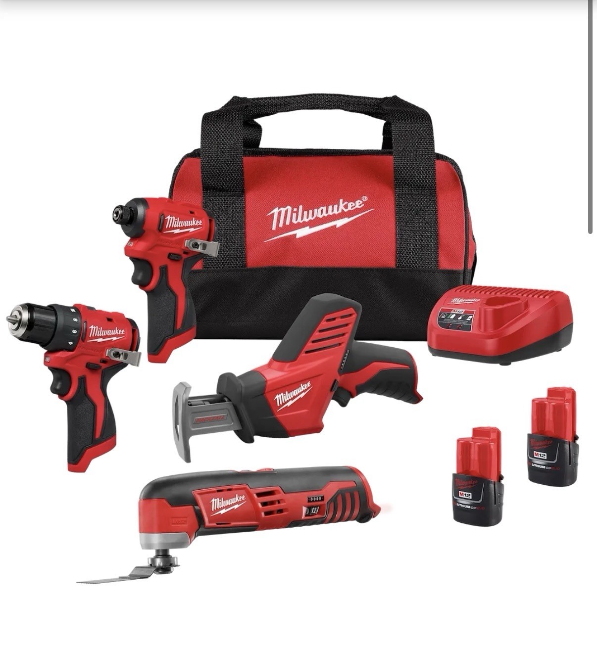 M12 12V Lithium-Ion Brushless Cordless Subcompact Brushless 4-Tool Combo Kit