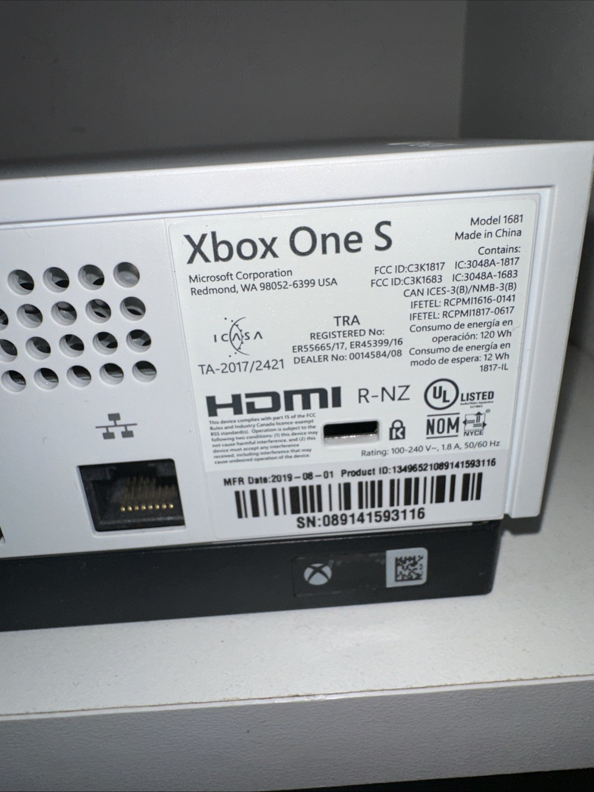 Microsoft Xbox One S 500GB White - Model 1681 - 2 Controllers & Video Game