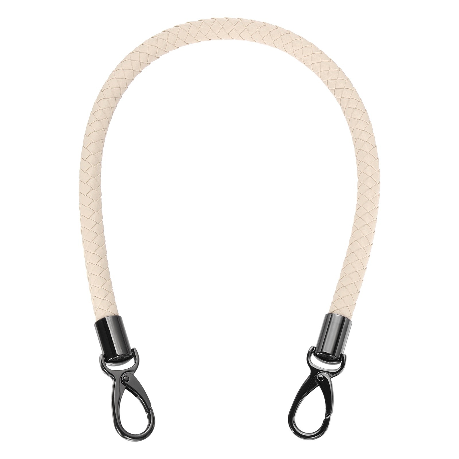 55cm 21.7" Braided Purse Strap PU Leather Beige Yellow (Black Buckle)